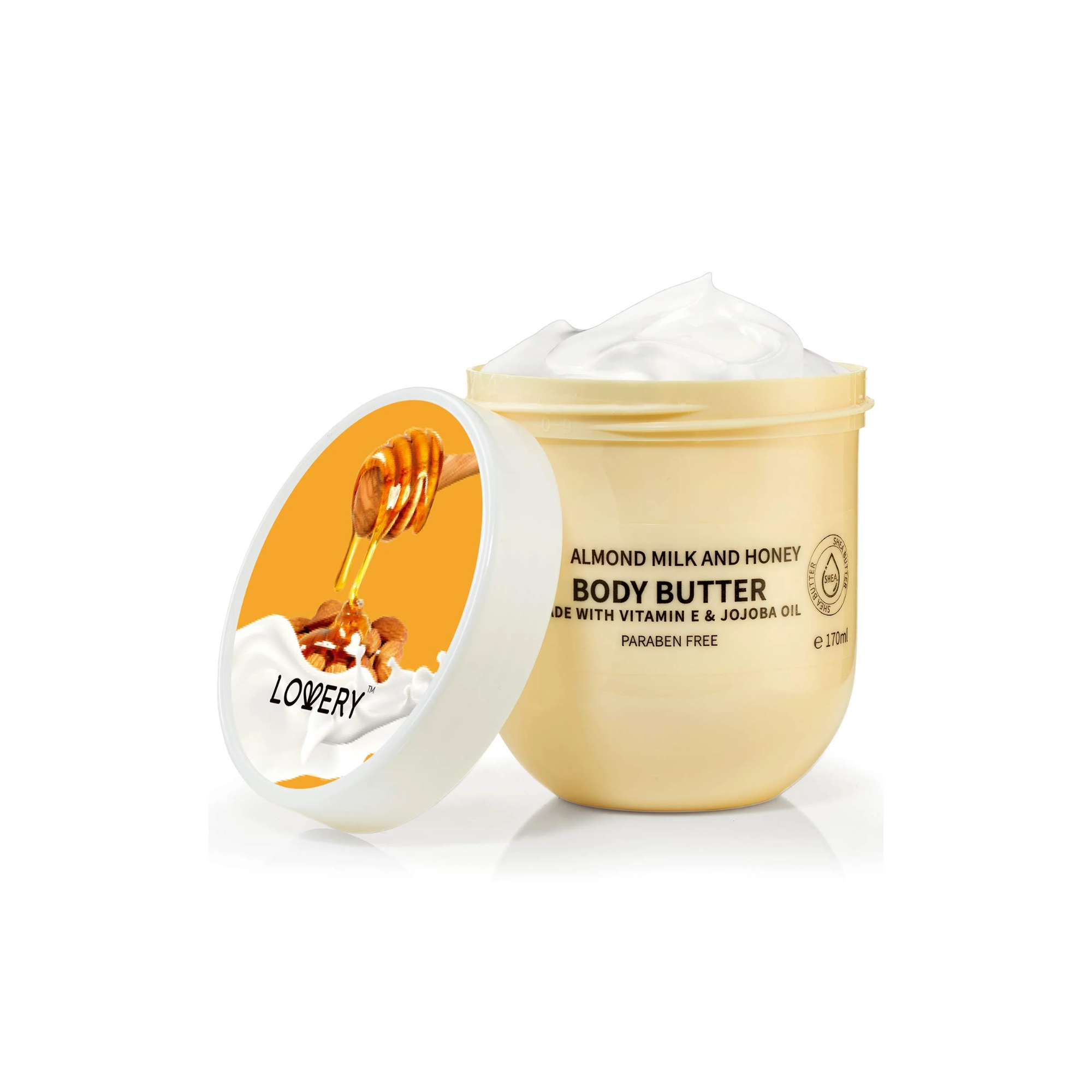 ALMOND MILK AND HONEY BODY BUTTER WITH VITAMIN E & JOJOBA OIL