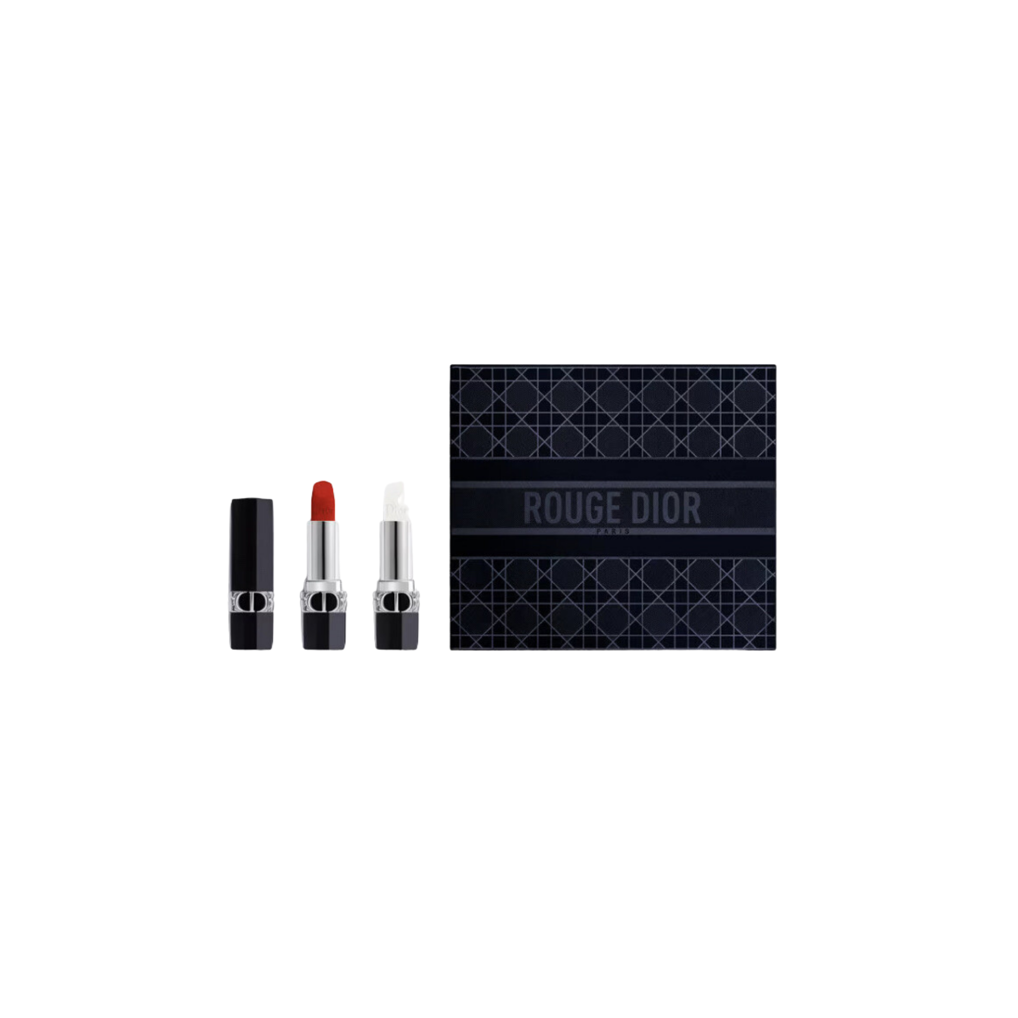 SET ROUGE DIOR LIP BALM 000 NATURAL - LIPSTICK 999 VELVET